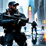 Dynamic Battlefield**

"A fully clothed Overwatch 2 team engaged in a firefight within a futuristic New York City, during a heavy rainstorm. Characters are in professional tactical gear. The environment is detailed with puddles and reflections. Safe for work. Appropriate content. Perfect anatomy, correct proportions, natural pose, professional illustration, high quality, fully clothed, professional."

**