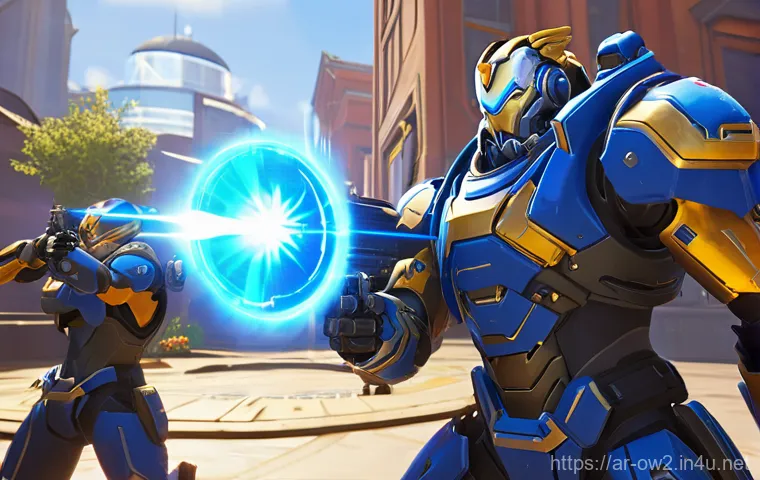 오버워치2 최적 팀 조합 가이드 - **Prompt for "The Golden Composition: Balanced Teamwork"**
"A vibrant, action-packed scene in Ov...