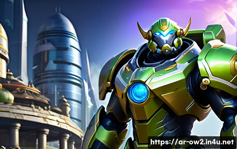 오버워치2 아이템 랭킹 - **Prompt:** A highly detailed and dynamic digital painting depicting Ramattra and Orisa, two formida...