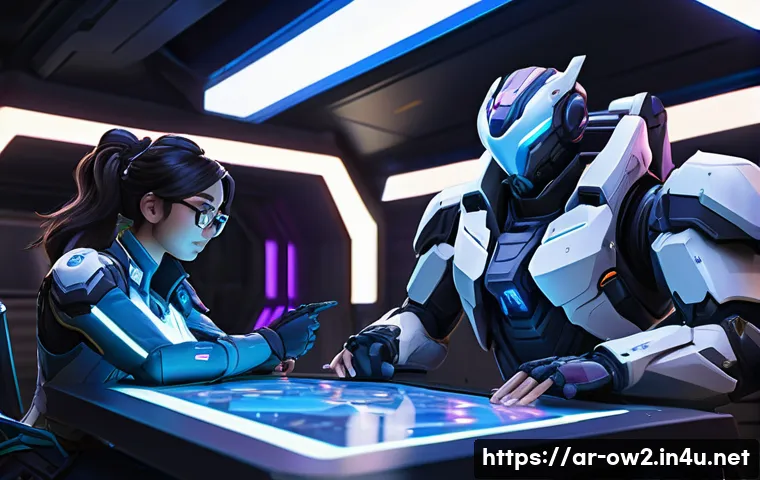 오버워치2 최신 패치노트 분석 - **Prompt:** A dynamic, wide-shot illustration of a diverse Overwatch 2 team, including D.Va in her m...