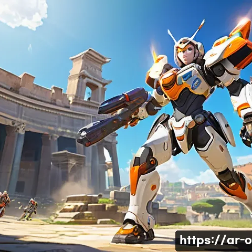 오버워치2 전작과의 차이점 - **Prompt:** A high-octane, dynamic battle scene from Overwatch 2's 5v5 gameplay. A single, heavily a...