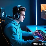 오버워치2 사운드 설정 최적화 - **Image Prompt 1: The Focused Overwatch 2 Gamer with Elite Audio**
A young adult male gamer, mid...