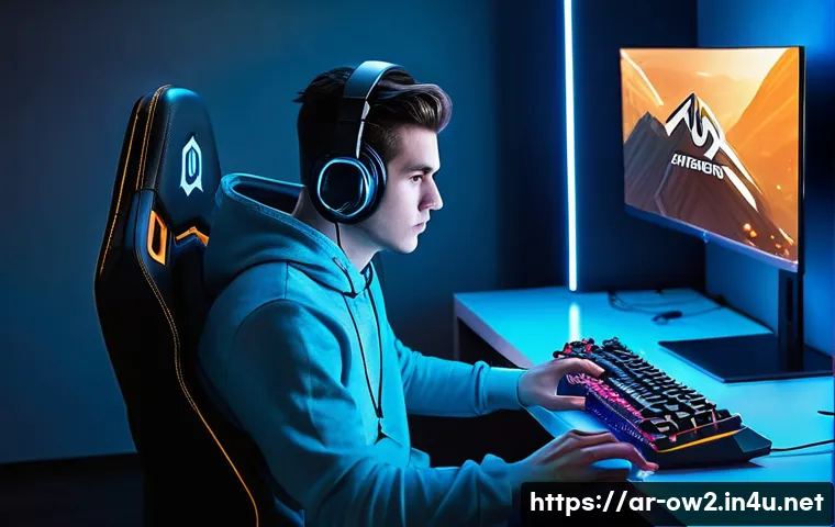 오버워치2 사운드 설정 최적화 - **Image Prompt 1: The Focused Overwatch 2 Gamer with Elite Audio**
A young adult male gamer, mid...